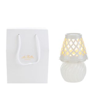 LAMPADA PORCELLANA BIANCA 8,5×8,5xh.13,5CM C/SHOPPER 13694