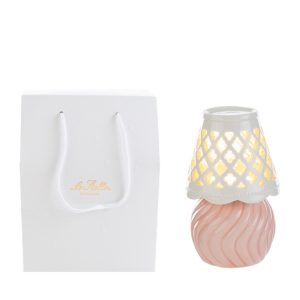 LAMPADA PORCELLANA ROSA 8,5×8,5xh.13,5CM C/SHOPPER 13694
