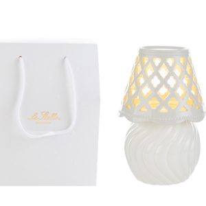 LAMPADA PORCELLANA BIANCA 11,5×11,5xh.17CM C/SHOPPER 13696