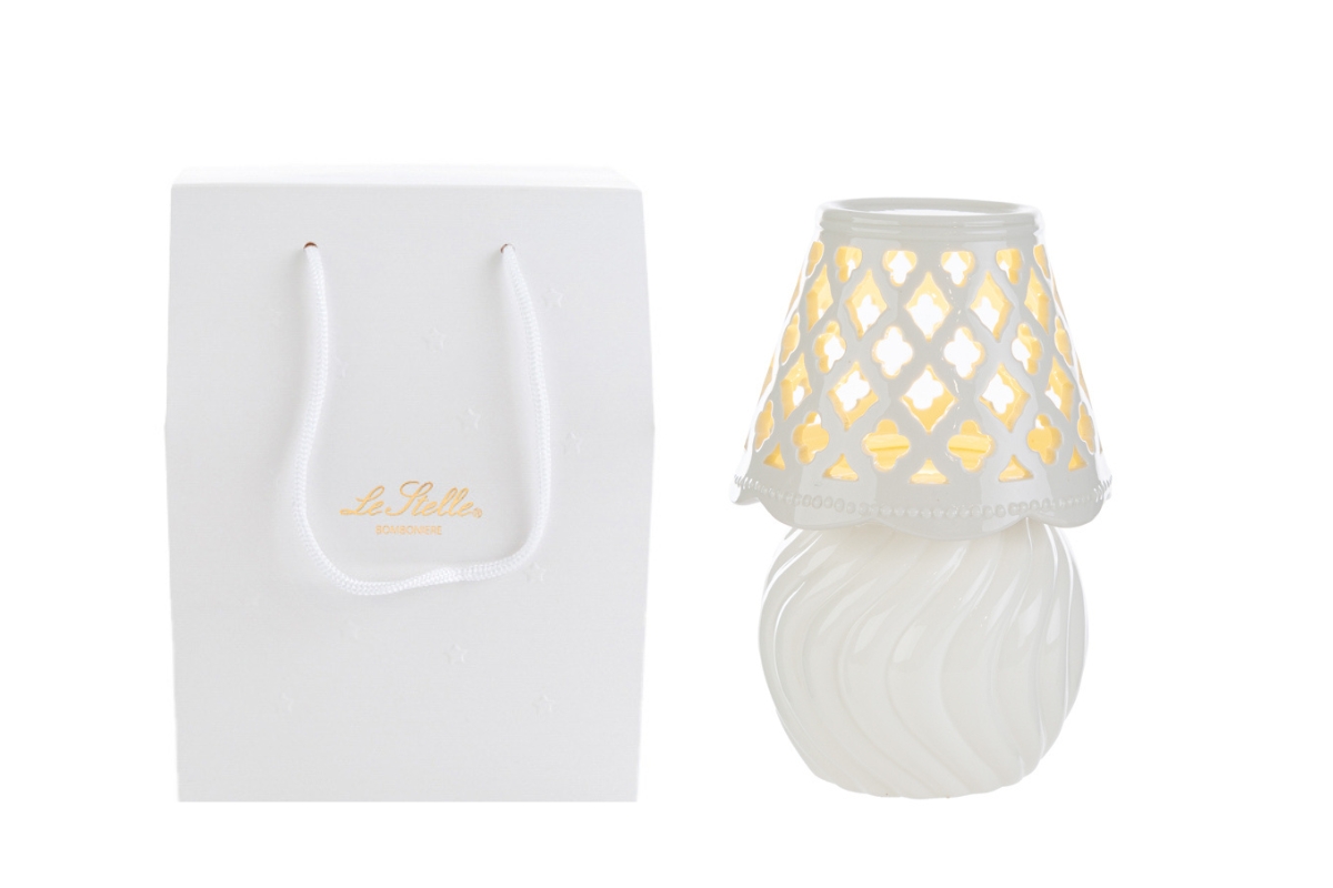 LAMPADA PORCELLANA BIANCA 11,5×11,5xh.17CM C/SHOPPER 13696 - immagine 2