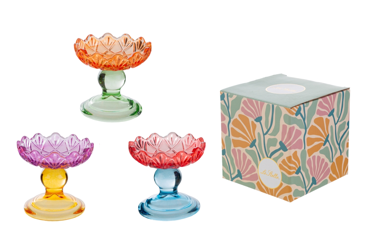 ALZATINA VETRO COLORATO 3 ASS.9,5xh.9CM PZ. 3