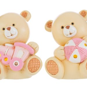 ORSETTO LED RESINA ROSA 2 ASS.6x8xh.9 CM. PZ. 2