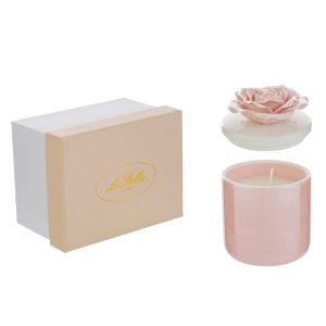 CANDELA SCATOLA PORCELLANA ROSA 7,5×7,5xh.10,5CM C/ASTUCCIO