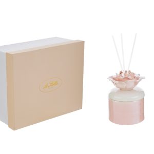 PROFUMATORE ROSA PORCELLANA ROSA8,5×8,5xh.11,5CM C/ASTUCCIO