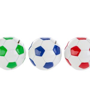 SALVADANAIO PALLONE CALCIO RESINA 3 COL.ASS.11,5×11 CM. PZ. 3