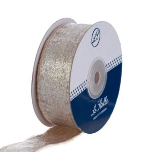 NASTRO CHIFFON LAMINATO ARGENTO FUMO 25mmx20Mt