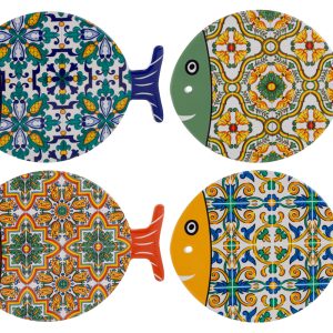 POGGIAPENTOLA PESCIOLINO CERAMICA 4 ASS.21x28CM C/ASTUCCIO PZ. 4