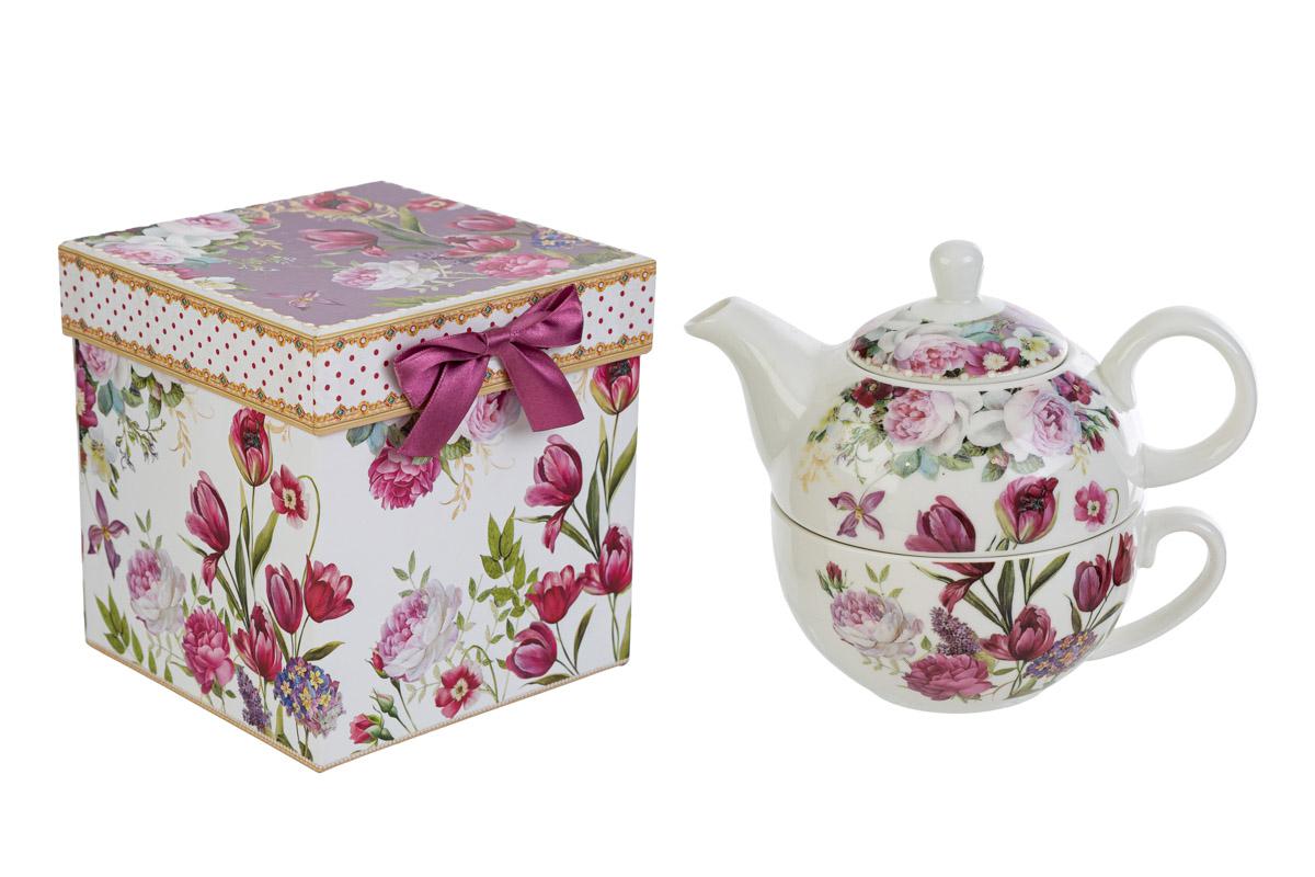 SET TEIERA BOUQUET DI CHARME PORCELLANA C/ASTUCCIO 14×14,5 CM. - immagine 2