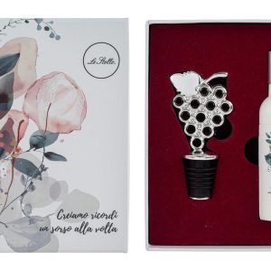 SET 2 PZ ACCESSORI VINO SORSI D’AMORE C/ASTUCCIO