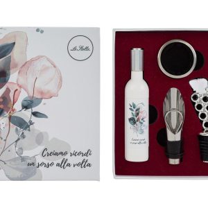 SET 4 PZ ACCESSORI VINO SORSI D’AMORE C/ASTUCCIO