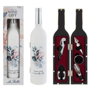 ACCESSORI 5 PZ. VINO IN BOTTIGLIA SORSI D’AMORE 7X32 CM. C/COLOR/BOX