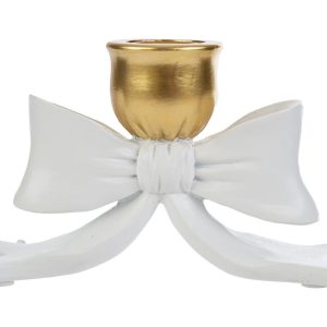 PORTACANDELE IN RESINA FIOCCO GOLD 15×5,5xh.9 CM. C/SHOPPER 156570