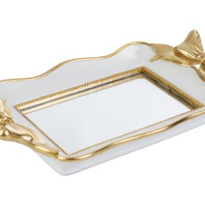 VASSOIO IN RESINA FIOCCO GOLD 31x17x5,5CM
