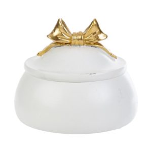 SCATOLA IN RESINA FIOCCO GOLD 10x10x8,5 CM. C/SHOPPER 13694