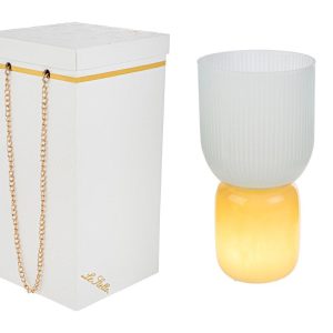 VASO VETRO LAMPADA BIANCO d.12xh.23CM C/BOX-ROSE 189005