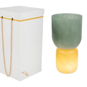 VASO VETRO LAMPADA VERDE d.12xh.23CM C/BOX-ROSE 189005