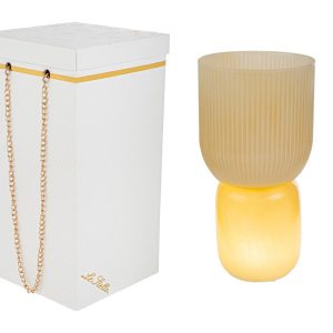 VASO VETRO LAMPADA BEIGE d.12xh.23CM C/BOX-ROSE 189005