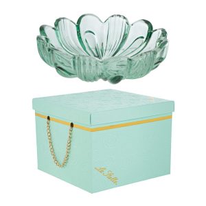 FIORE COPPETTA VETRO MENTA 14x14xh.4CM C/BOX-ROSE 189206