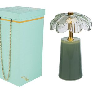 LAMPADA VETRO FIORE MENTA 11x11xh.18CM C/BOX-ROSE 189202