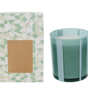 CANDELA VETRO VERDE 9x9xh.10CM C/SHOPPER 156639