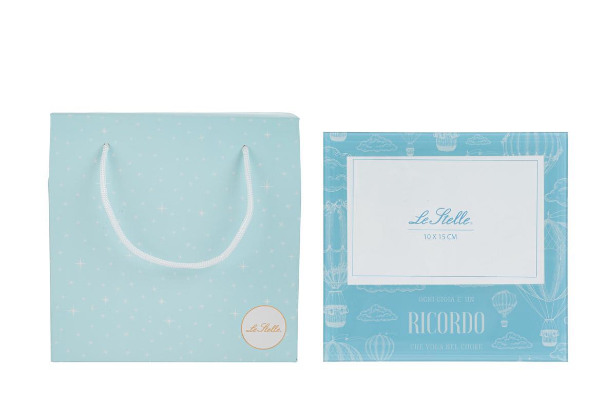 P/FOTO VETRO CELESTE 18x17CM C/SHOPPER 156641 - immagine 2