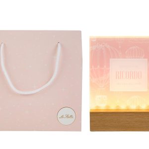 DECORAZIONE VETRO LED ROSA 12,5×4,5xh.14,5CM C/SHOPPER 156641