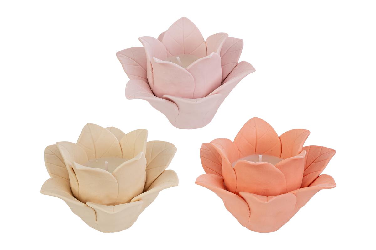CANDELA FIORE 3ASS.11,5×11,5xh.7CM C/ASTUCCIO PZ. 3 - immagine 2