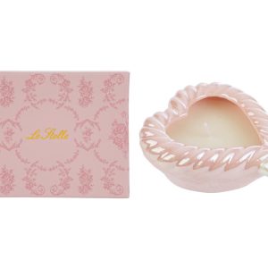 CANDELA CUORE PORCELLANA ROSA 11x10x4,5CM C/ASTUCCIO