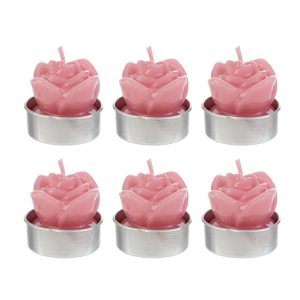 SET 6 PZ T-LIGHT CANDELA PINK 3x4CM