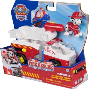 Paw Patrol Fire Rescue: Camion dei Pompieri di Marshall con action figure, lanciamissili e camion giocattolo – 681147061477