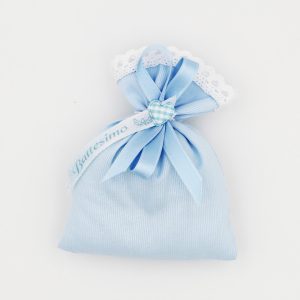 Sacco piccolo celeste con bordino Pz. 25