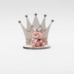 Bomboniera in resina orsetto con corona Pz.1