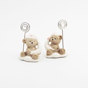 Bomboniera in porcellana segnaposto orsetto rosa Pz.6