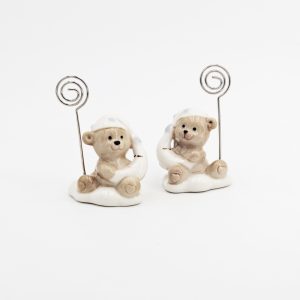 Bomboniera in porcellana segnaposto orsetto celeste Pz.6