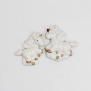 Bomboniera in porcellana calamita unicorno rosa Pz.12