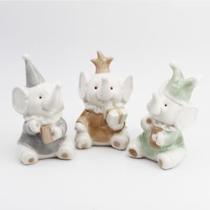 Bomboniera elefantino con led in porcellana Pz.3