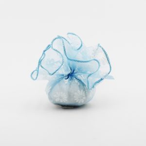 Tulle celeste portaconfetti fantasia margherite Pz. 25