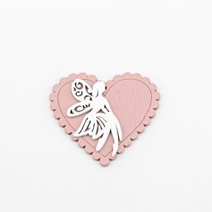 Applicazione cuore in legno con fata Pz. 24
