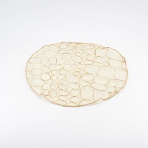 Centrino beige organza ricamato Pz. 25