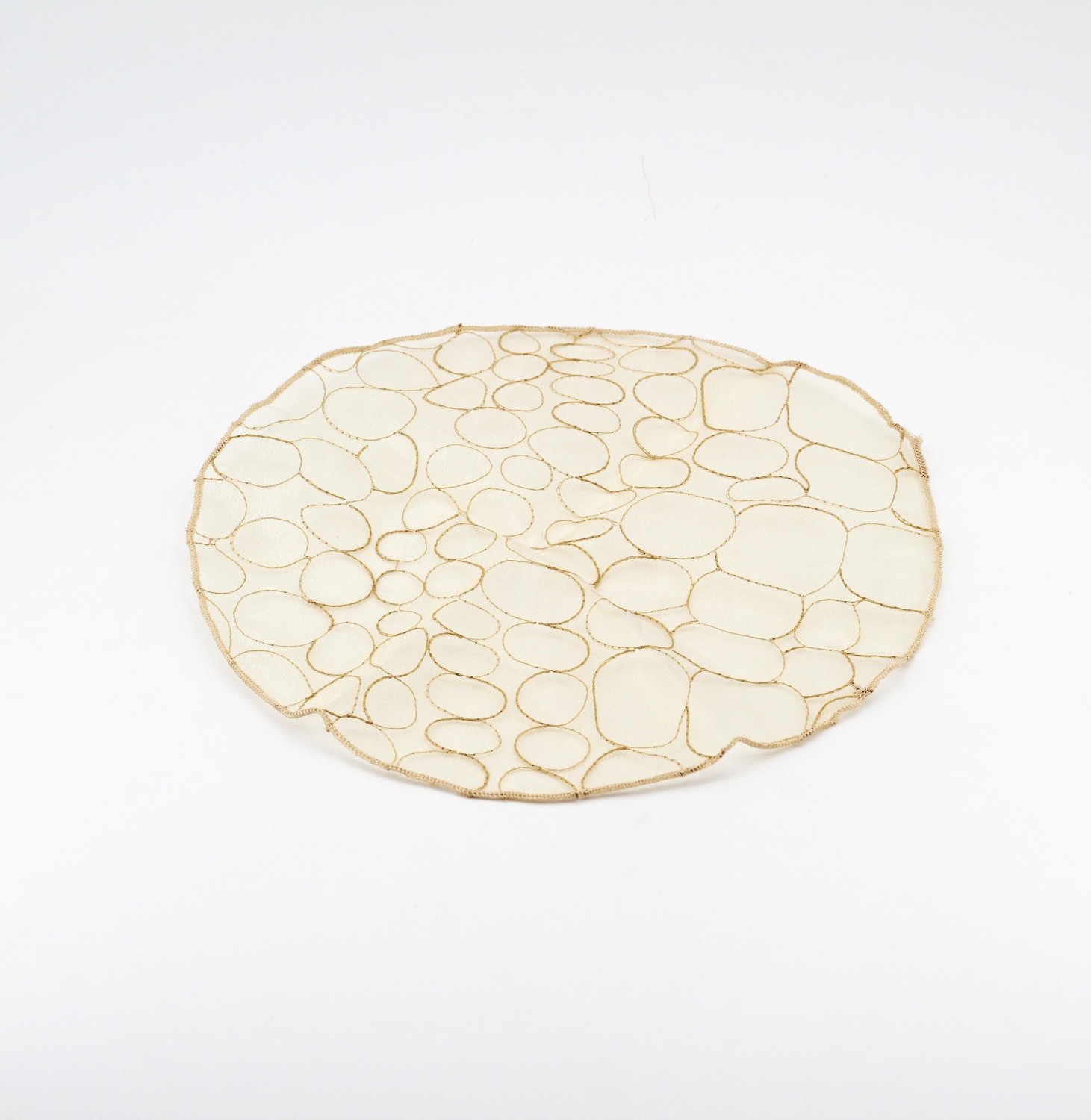 Centrino beige organza ricamato Pz. 25