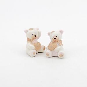 Bomboniera in porcellana orsetto beige/rosa Pz.12
