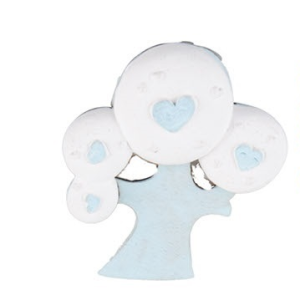 Applicazione albero della vita celeste gesso e legno 12 pz