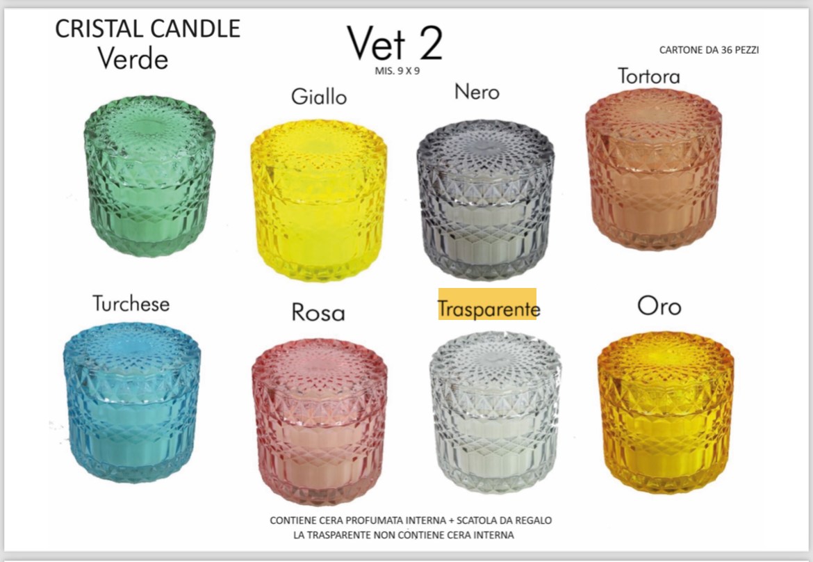 Candela cristal profumata 9 X 9 cm. col. turchese 36 pz. - immagine 4