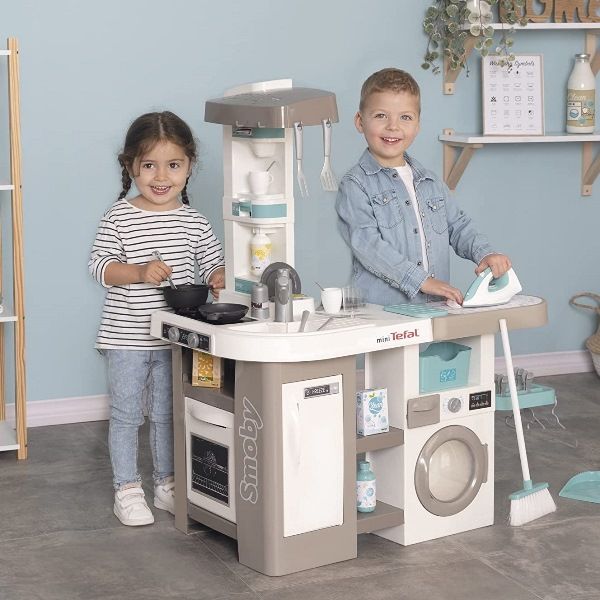 Smoby – Cucina Cleaning con Lavatrice, Stendino e Set Pulizie – Smoby