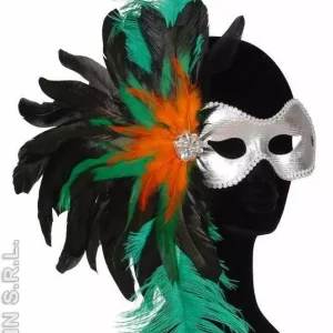 Domino Mascherina con piume laterali -WIDMANN 8003558643707