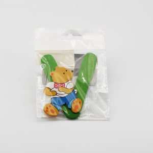 Lettera adesiva legno con orsetto 1 pz