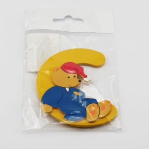 Lettera adesiva legno con orsetto 1 pz