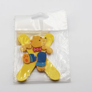 Lettera adesiva legno con orsetto 1 pz