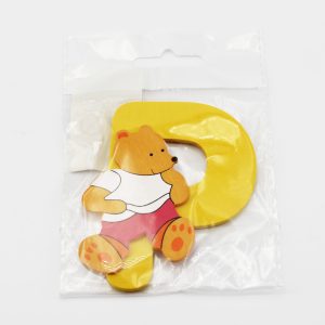 Lettera adesiva legno con orsetto 1 pz