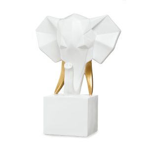 Statua Elefante Bianca/Oro 26×35 Con Scatola